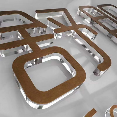 亚克力水晶字<br><h5>12MM厚亚克力加木纹面板</h5>