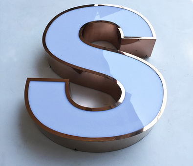 不锈钢包边字<br><h5>镜面玫瑰金/白色亚克力</h5>